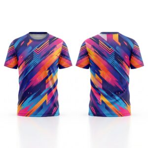 Abstract Fluid Waves Sublimation T-Shirt Front and Back View