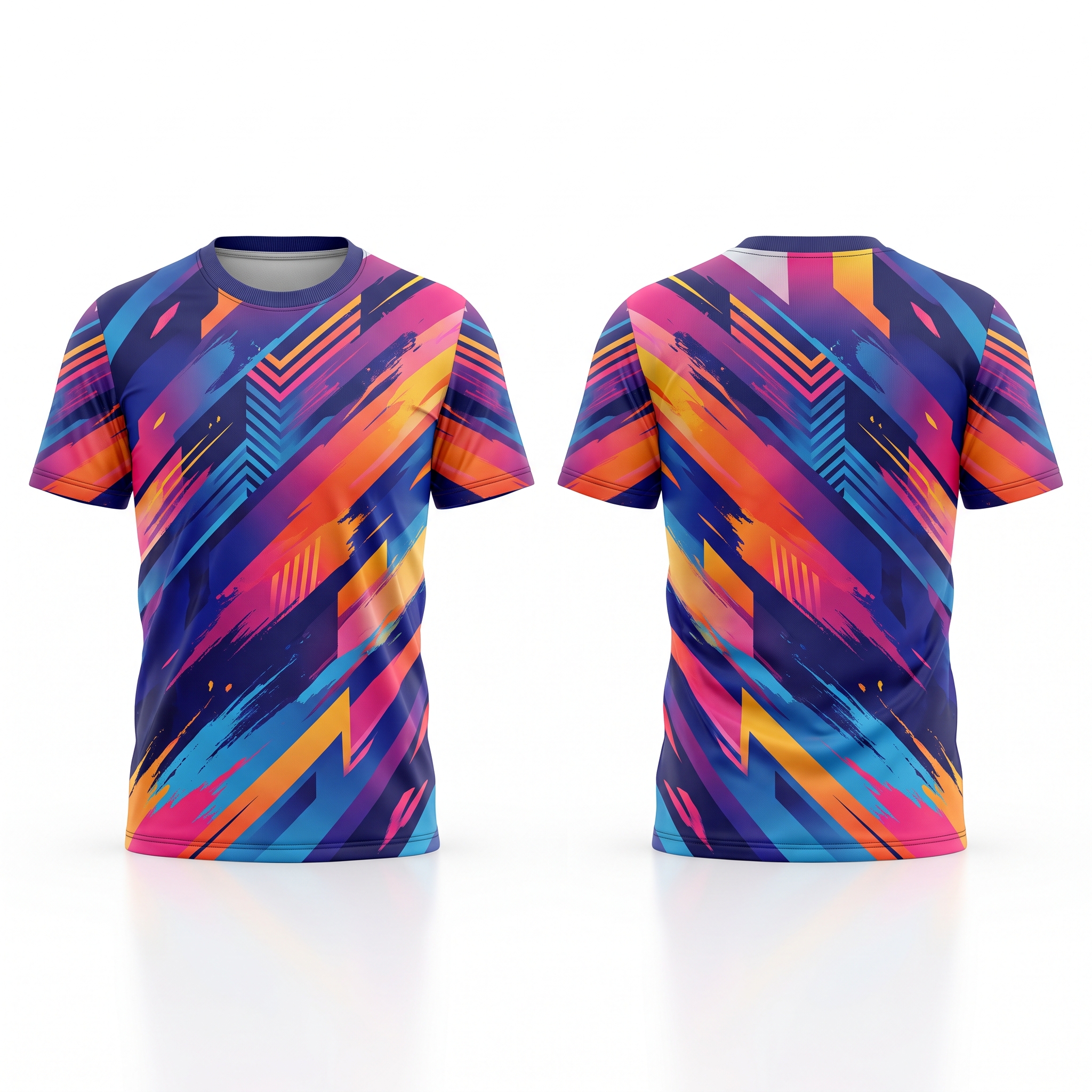 Abstract Fluid Waves Sublimation T-Shirt Front and Back View