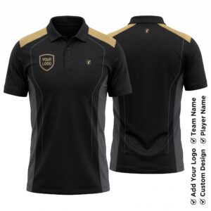 Black Gold Apex Custom Polo Shirt Front and Back with Custom Logo Premium Sublimation Team Uniform