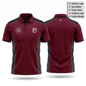 Burgundy Black Apex Custom Polo Shirt Front and Back with Custom Logo Premium Sublimation Team Uniform