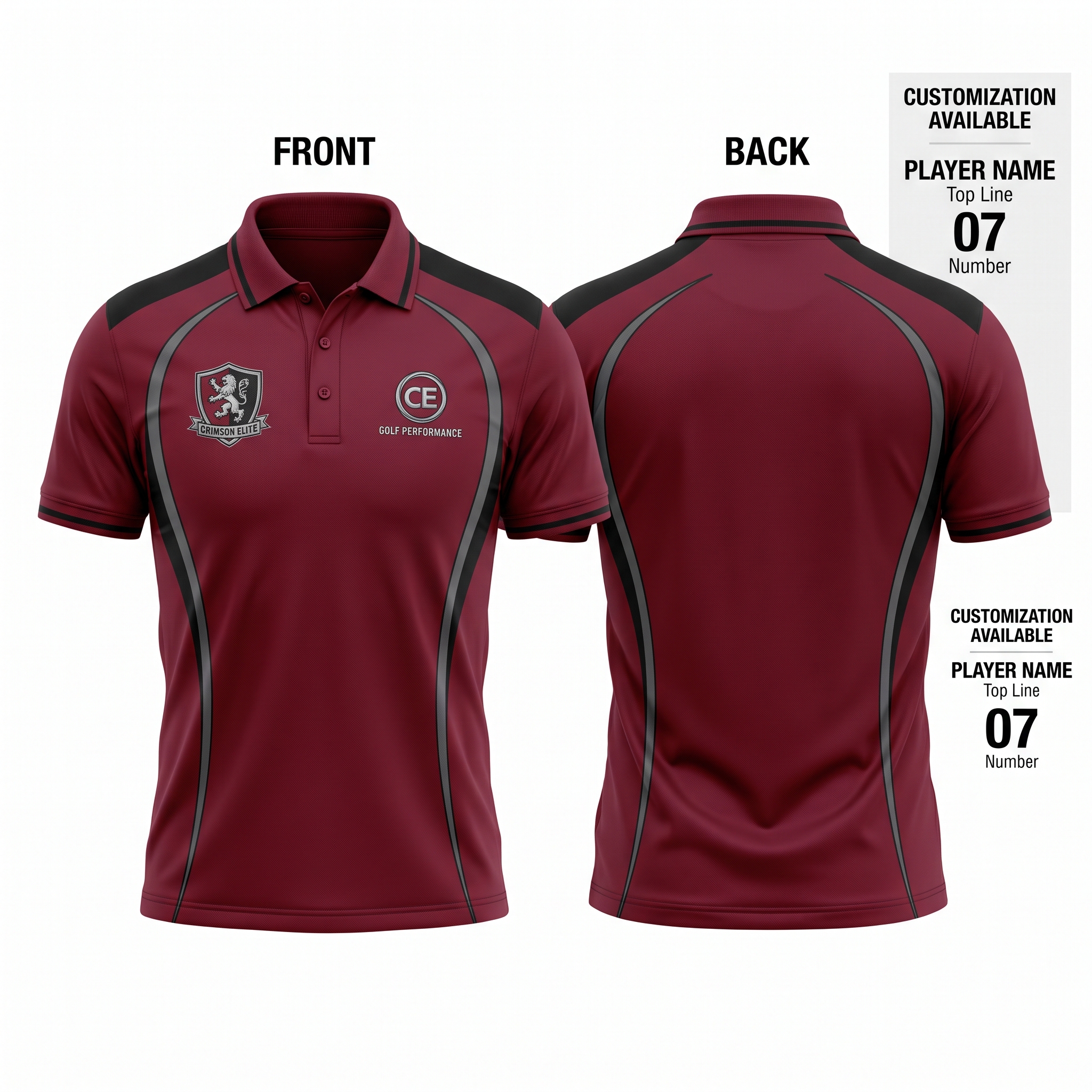 Crimson Elite Apex Custom Polo Shirt Front and Back Premium Sublimation Team Uniform with Custom Logo