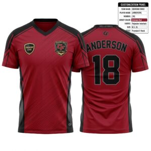 Crimson Force Custom Volleyball Jersey Set premium sublimation volleyball shorts front and back