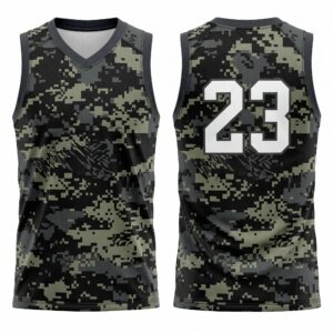 Digital Camo Elite Basketball Uniform Set with Jersey and Matching Shorts