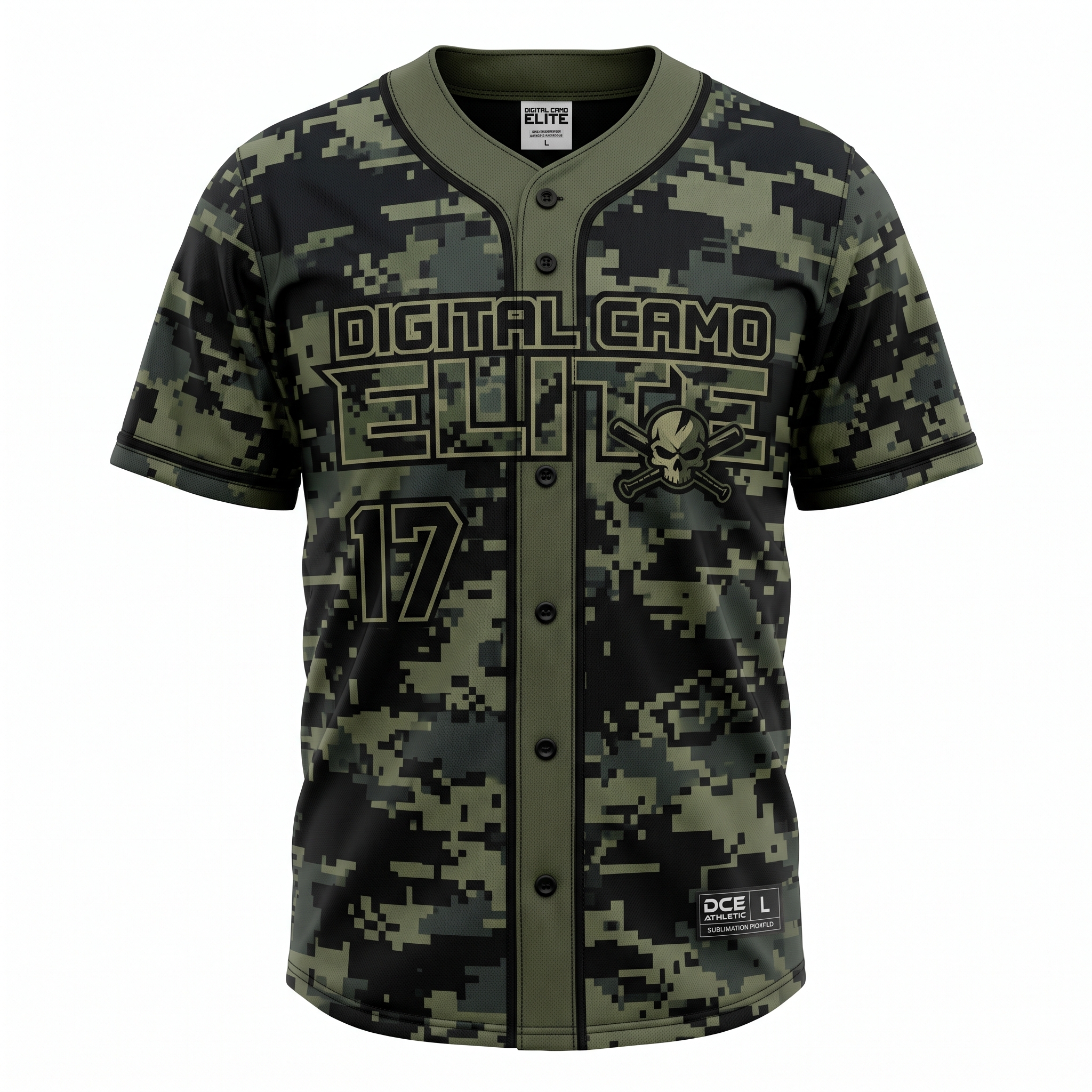 Digital Camo Elite Sublimation Baseball Jersey Front View