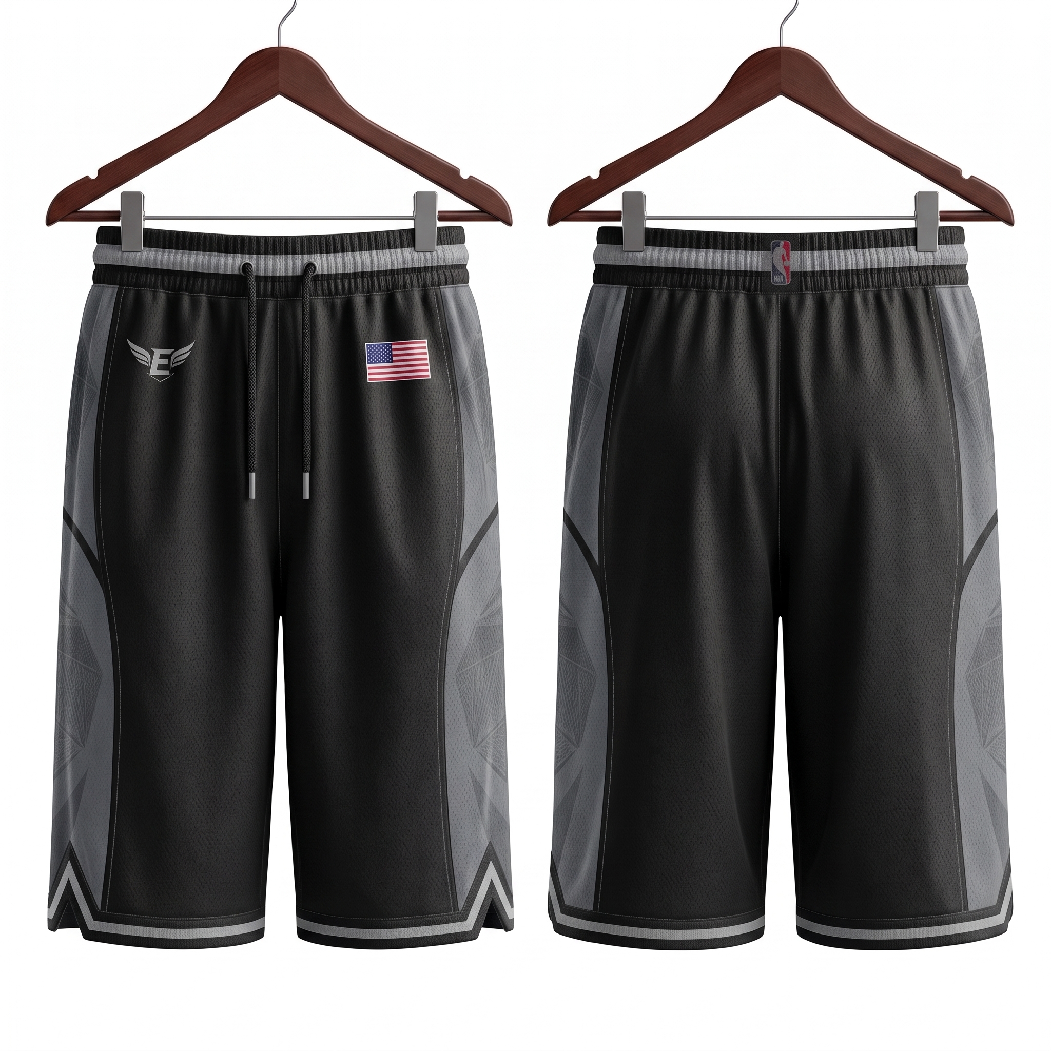 Elite Panel Basketball Uniform Set Shorts Front and Back View