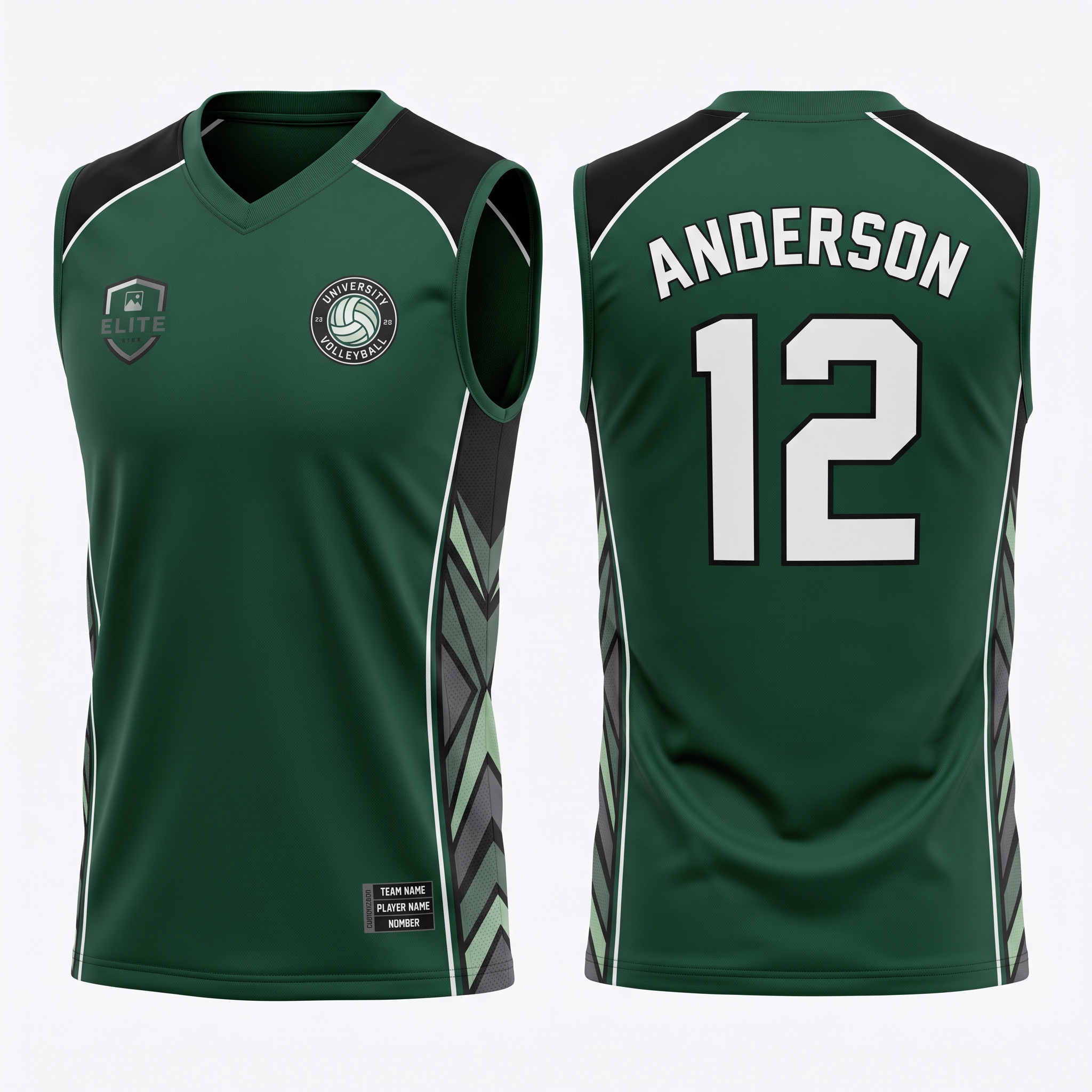 Emerald Elite Custom Volleyball Jersey Front and Back Premium Sublimation Team Uniform