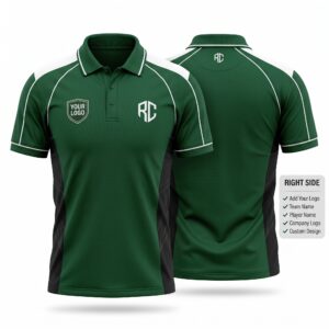 Forest Green White Apex Custom Polo Shirt Front and Back with Custom Logo Premium Sublimation Team Uniform