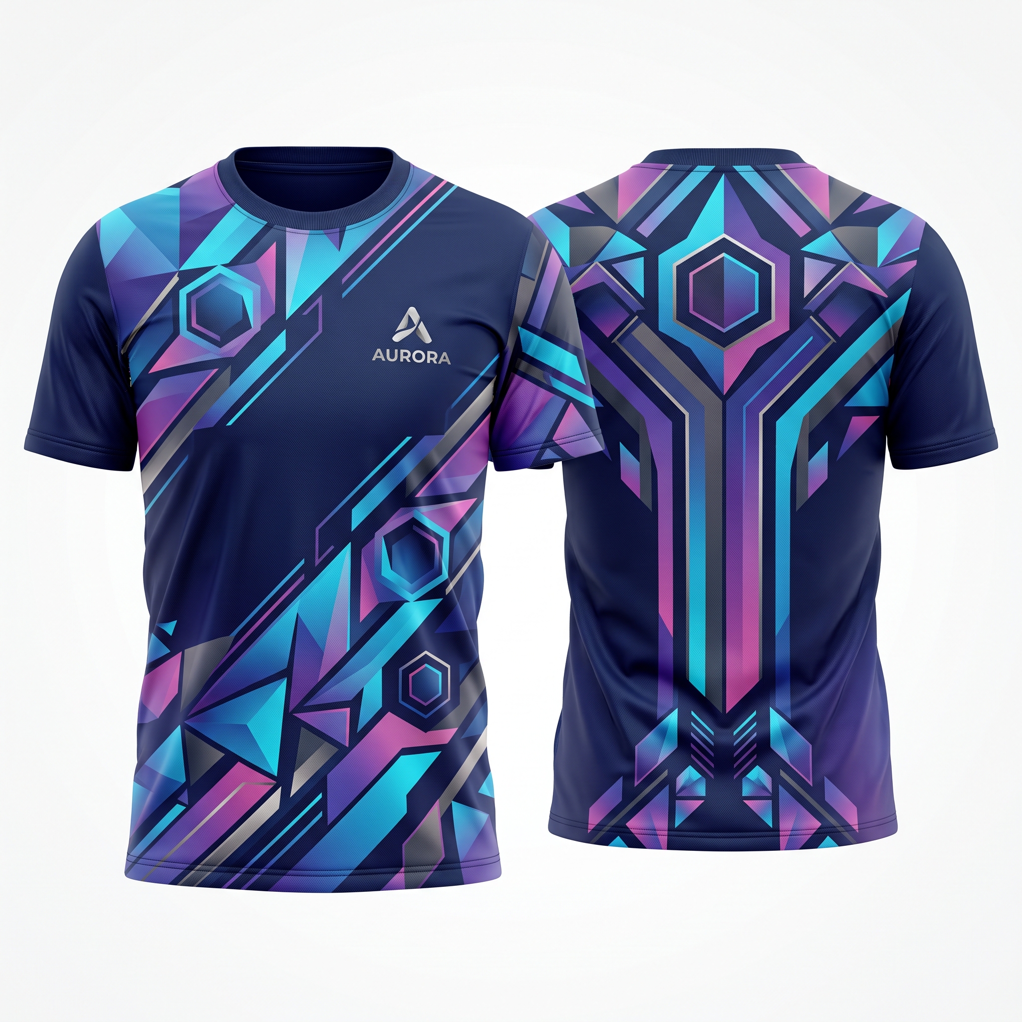 Geometric Modern Pattern Sublimation T-Shirt Front and Back View