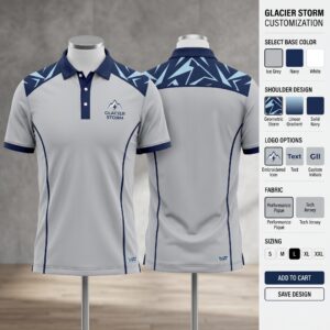 Glacier Storm Apex Custom Polo Shirt Front and Back Premium Custom Sublimation Team Uniform