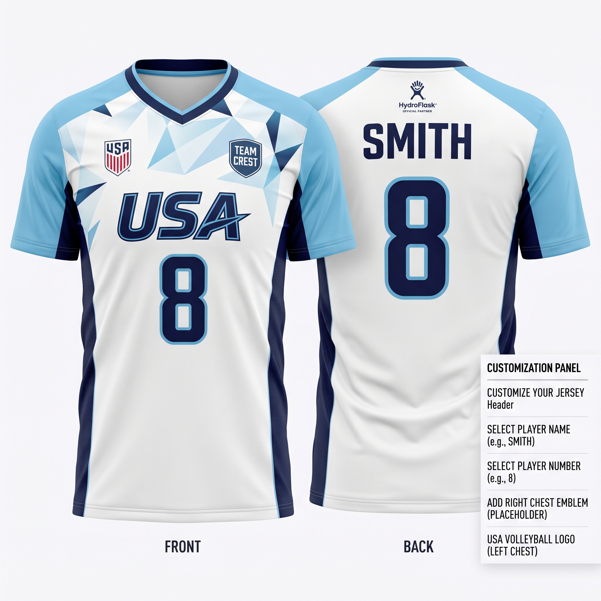Ice Storm Custom Volleyball Jersey Set front and back premium sublimation volleyball uniform