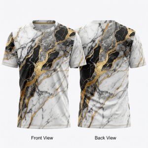 Luxury Marble Pattern Sublimation T-Shirt Front and Back View