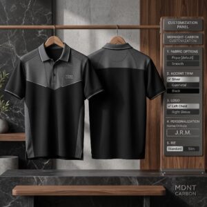 Midnight Carbon Apex Custom Polo Shirt Front and Back Premium Custom Sublimation Corporate Uniform