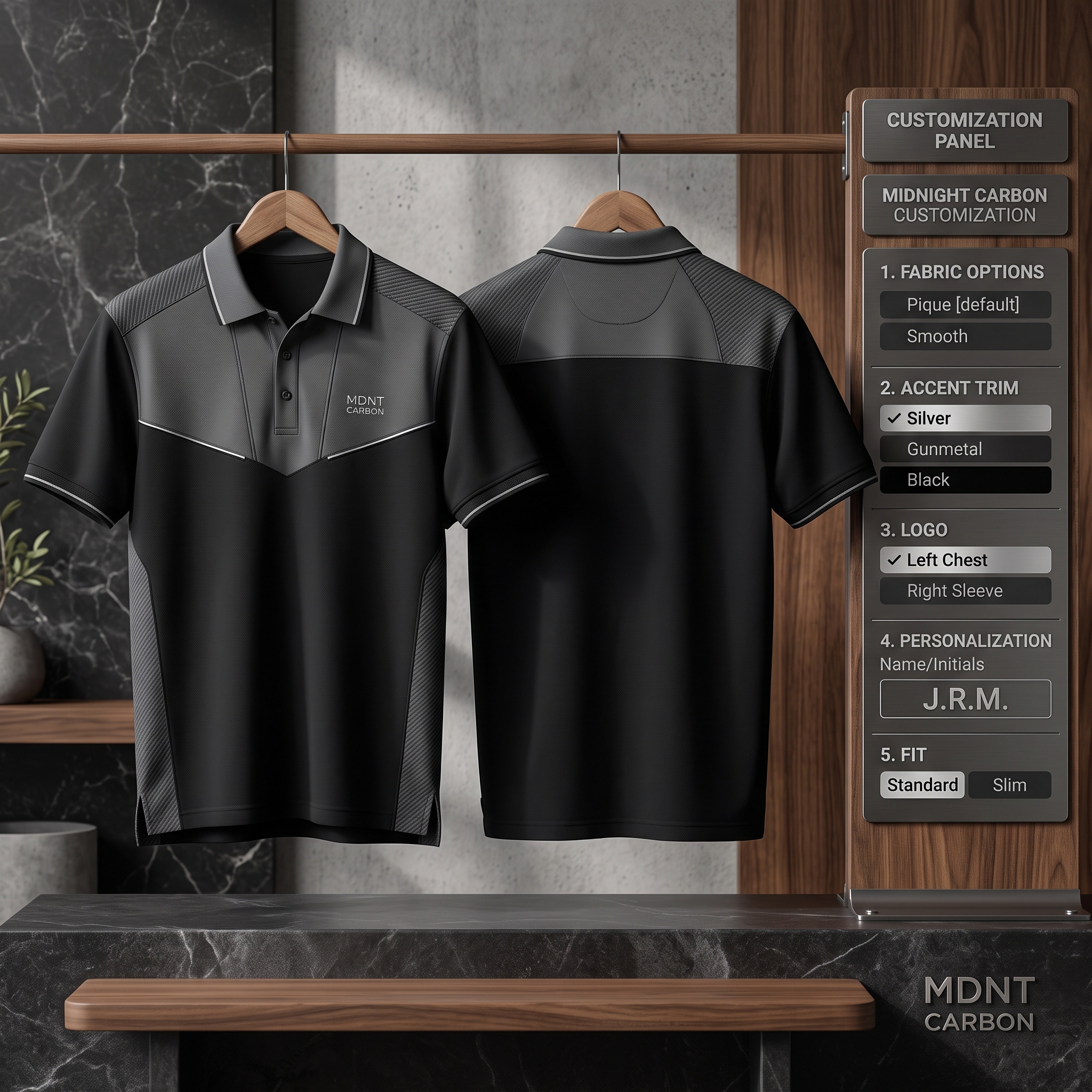 Midnight Carbon Apex Custom Polo Shirt Front and Back Premium Custom Sublimation Corporate Uniform