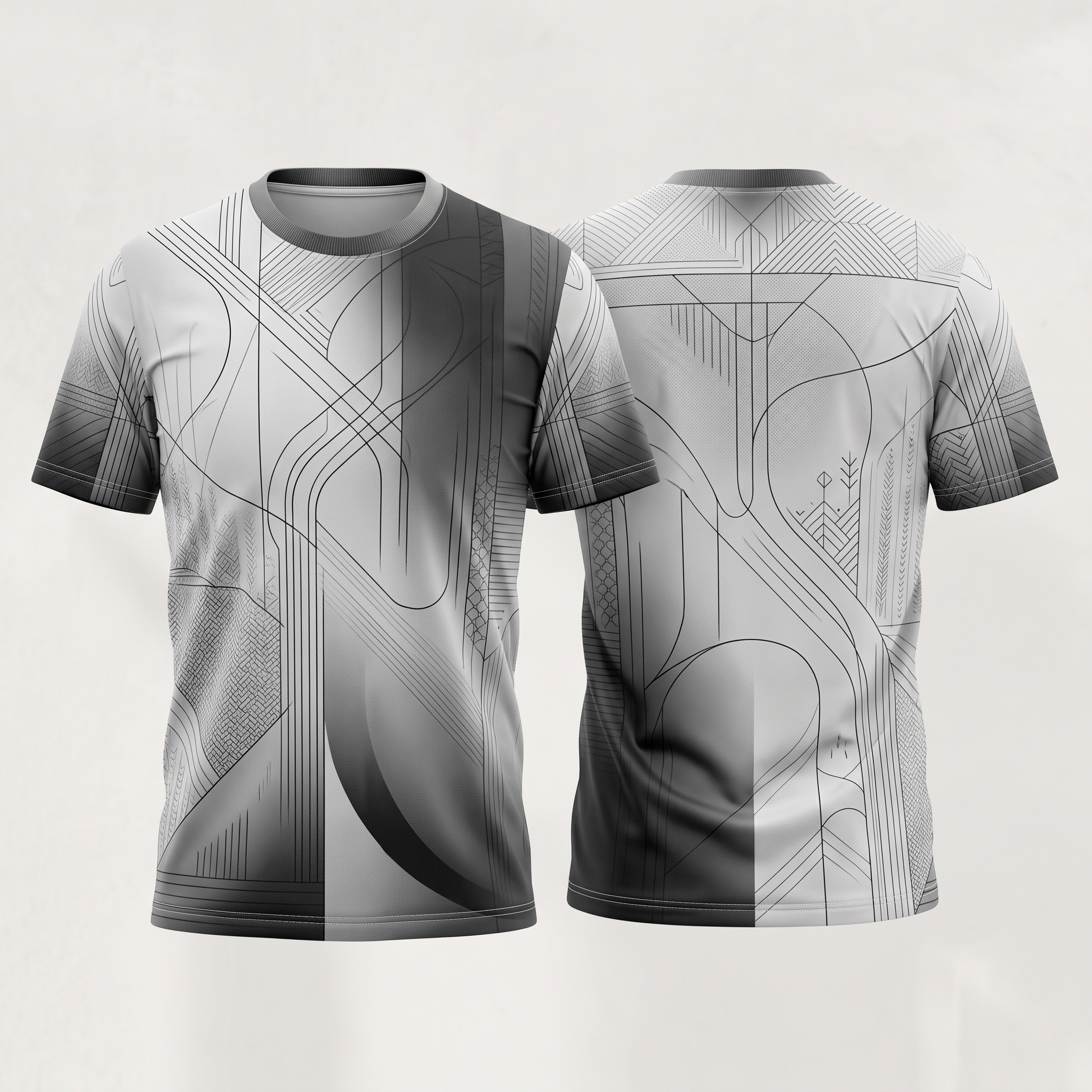 Minimal Luxury Pattern Sublimation T-Shirt Front and Back View