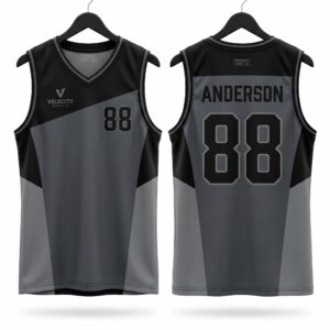 Performance Colour Block Basketball Uniform Set Jersey Front and Back View