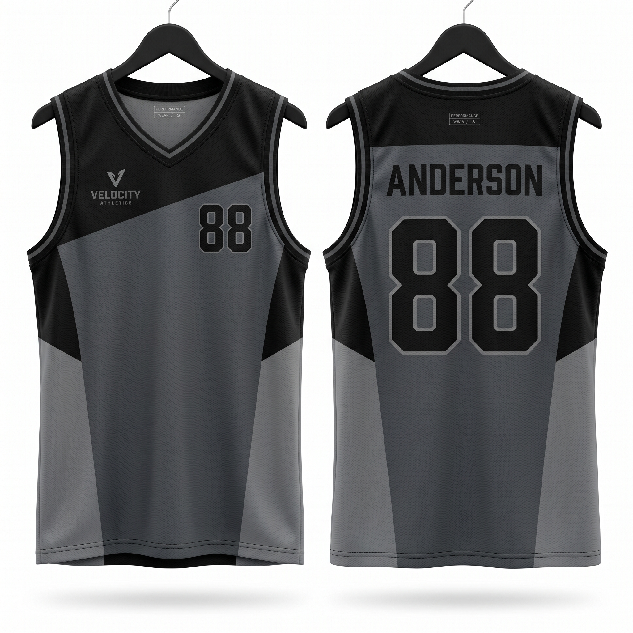 Performance Colour Block Basketball Uniform Set Jersey Front and Back View