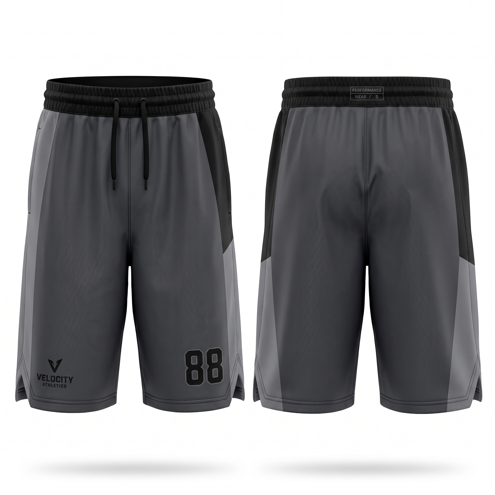 Performance Colour Block Basketball Uniform Set Shorts Front and Back View