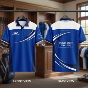 Royal Velocity Apex Custom Polo Shirt Front and Back Premium Custom Sublimation Team Uniform