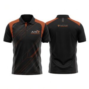 Shadow Orange Apex Custom Polo Shirt Front and Back Premium Custom Sublimation Team Uniform
