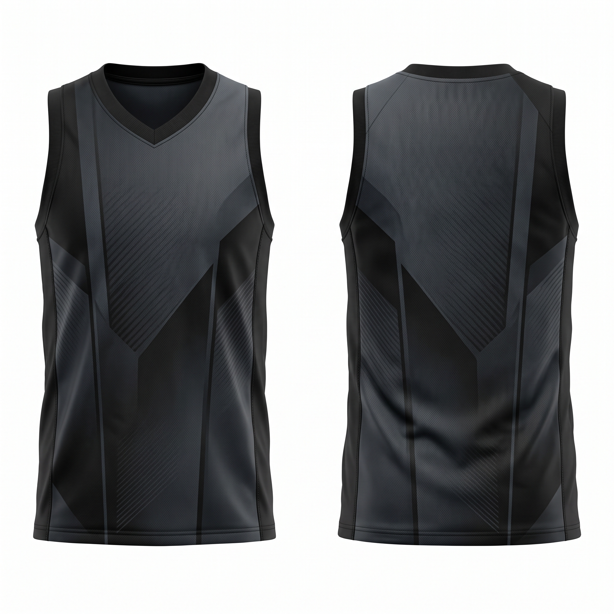 Stealth Graphite Basketball Uniform Set Jersey Front and Back View