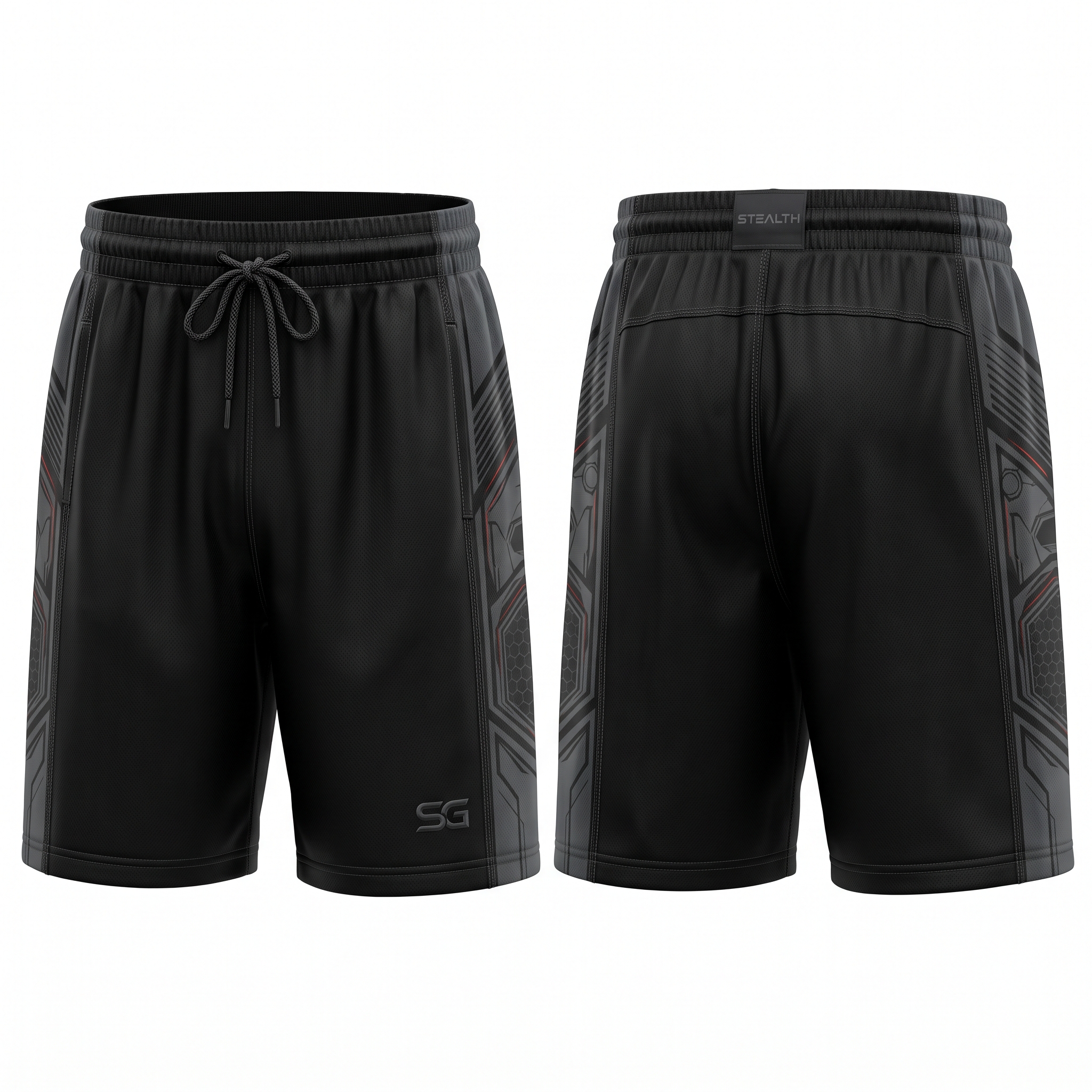 Stealth Graphite Basketball Uniform Set Shorts Front and Back View