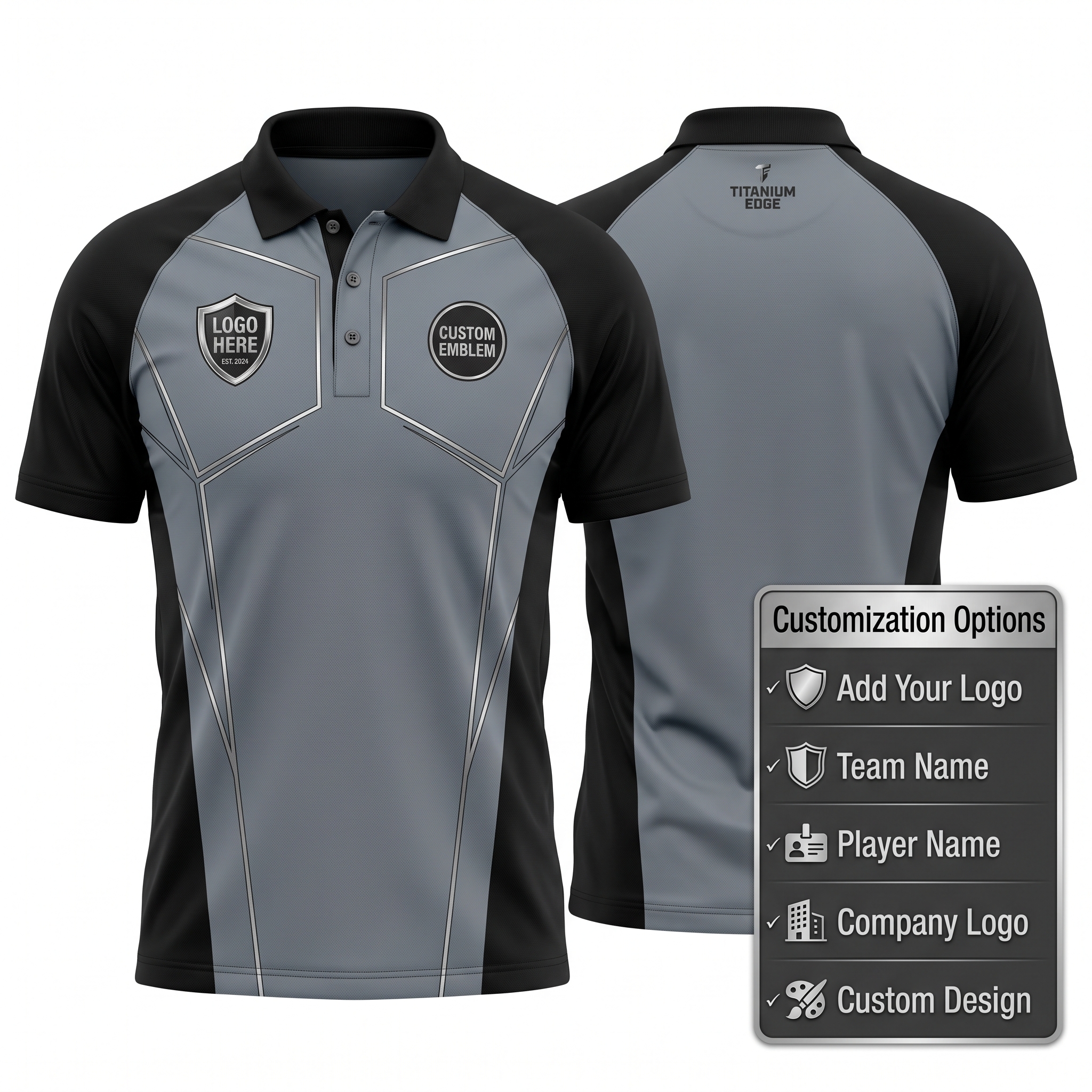Titanium Edge Apex Custom Polo Shirt Front and Back Premium Custom Sublimation Team Uniform