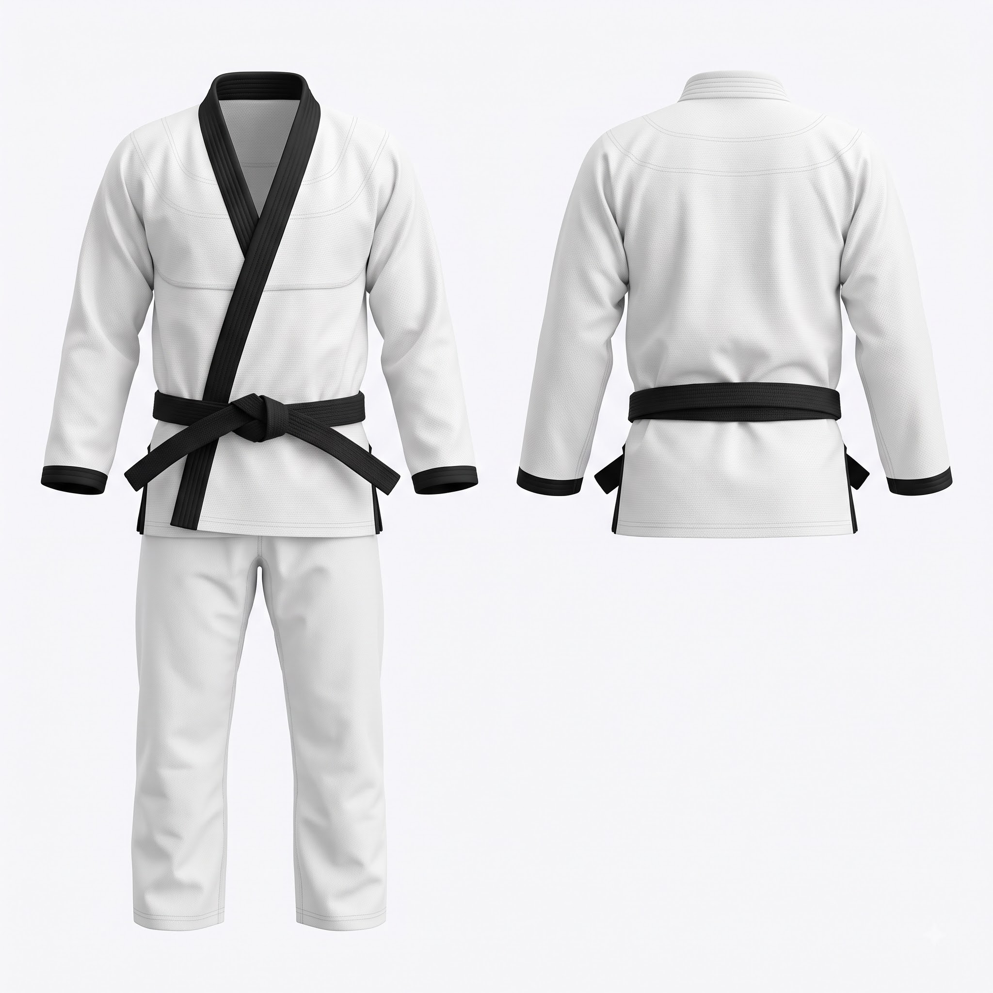 Custom BJJ Gi white jacket with black lapel front and back