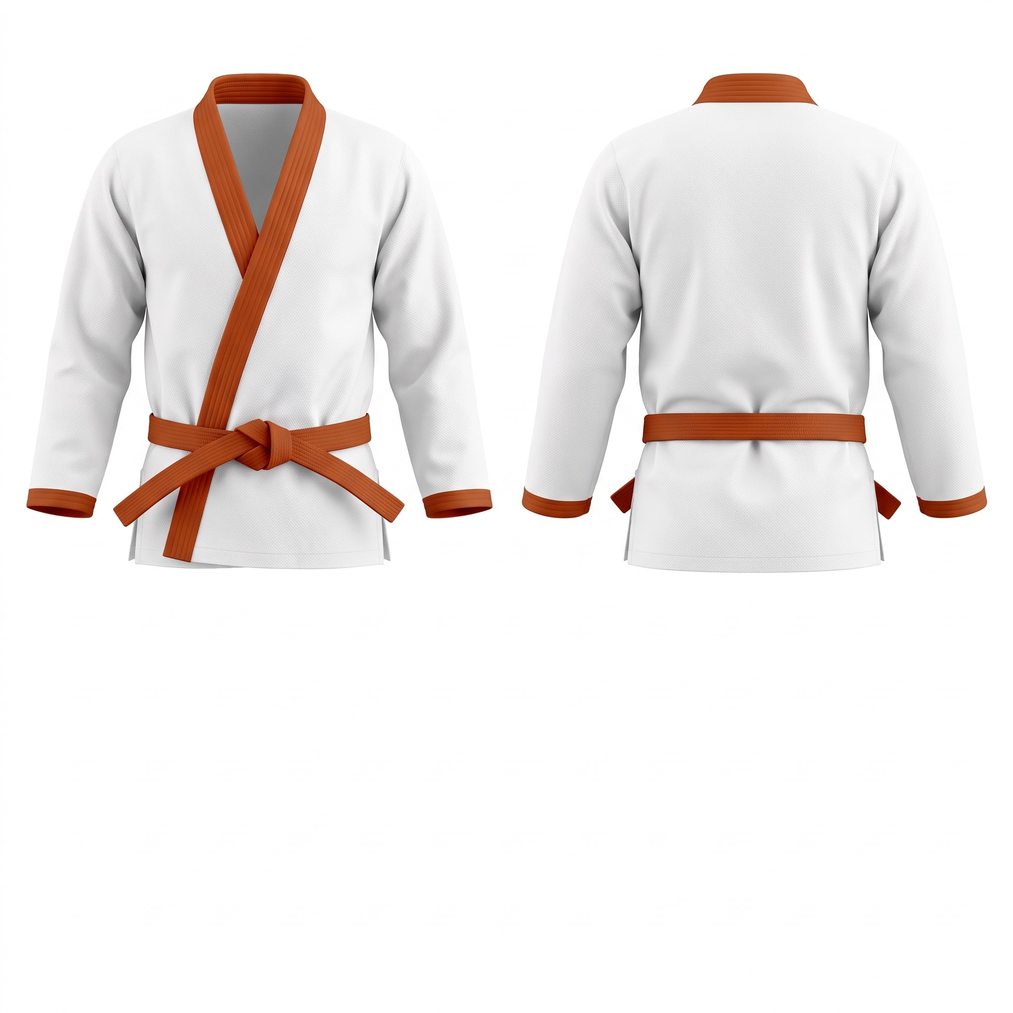 Custom BJJ Gi white jacket with Burnt Orange lapel front and back