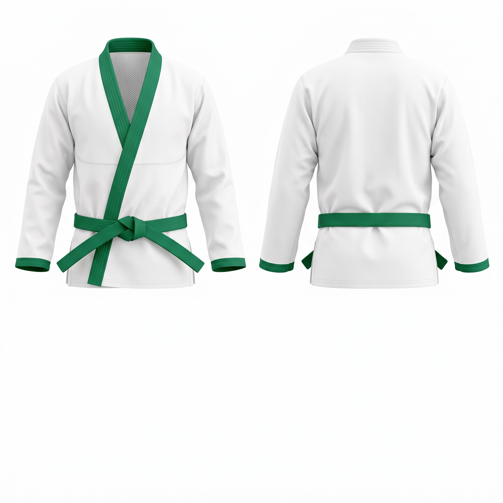 Custom BJJ Gi white jacket with Emerald Green lapel front and back
