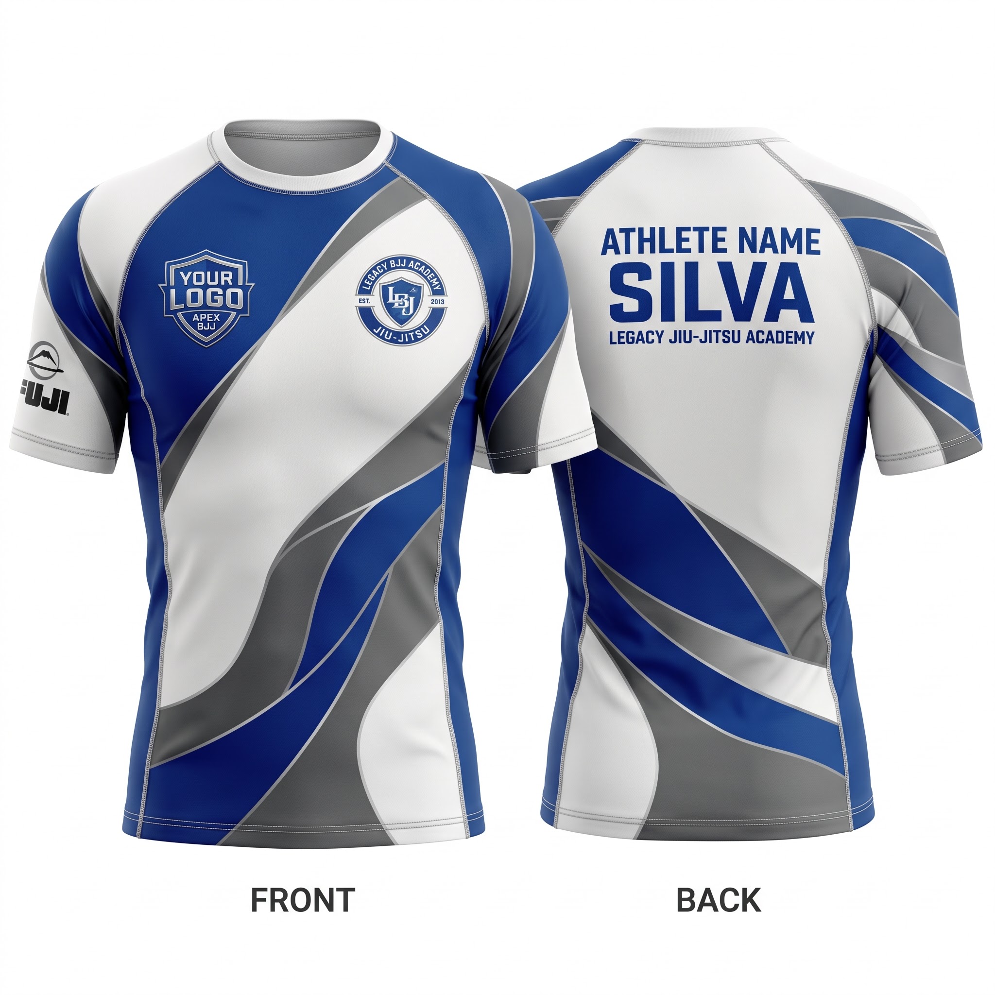 Custom BJJ Rash Guard Apex Vector half sleeve front and back by EAZINEX Sportswear