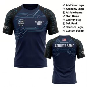 Custom BJJ Rash Guard Digital Strike half sleeve front and back by EAZINEX Sportswear