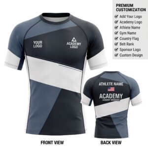 Custom BJJ Rash Guard Orbit Shift half sleeve front and back by EAZINEX Sportswear