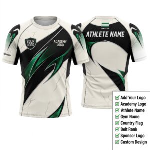 Custom BJJ Rash Guard Phantom Fang half sleeve front and back by EAZINEX Sportswear