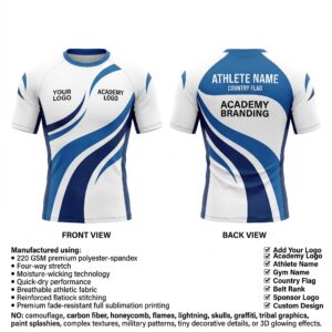 Custom BJJ Rash Guard Pulse Rib half sleeve front and back by EAZINEX Sportswear