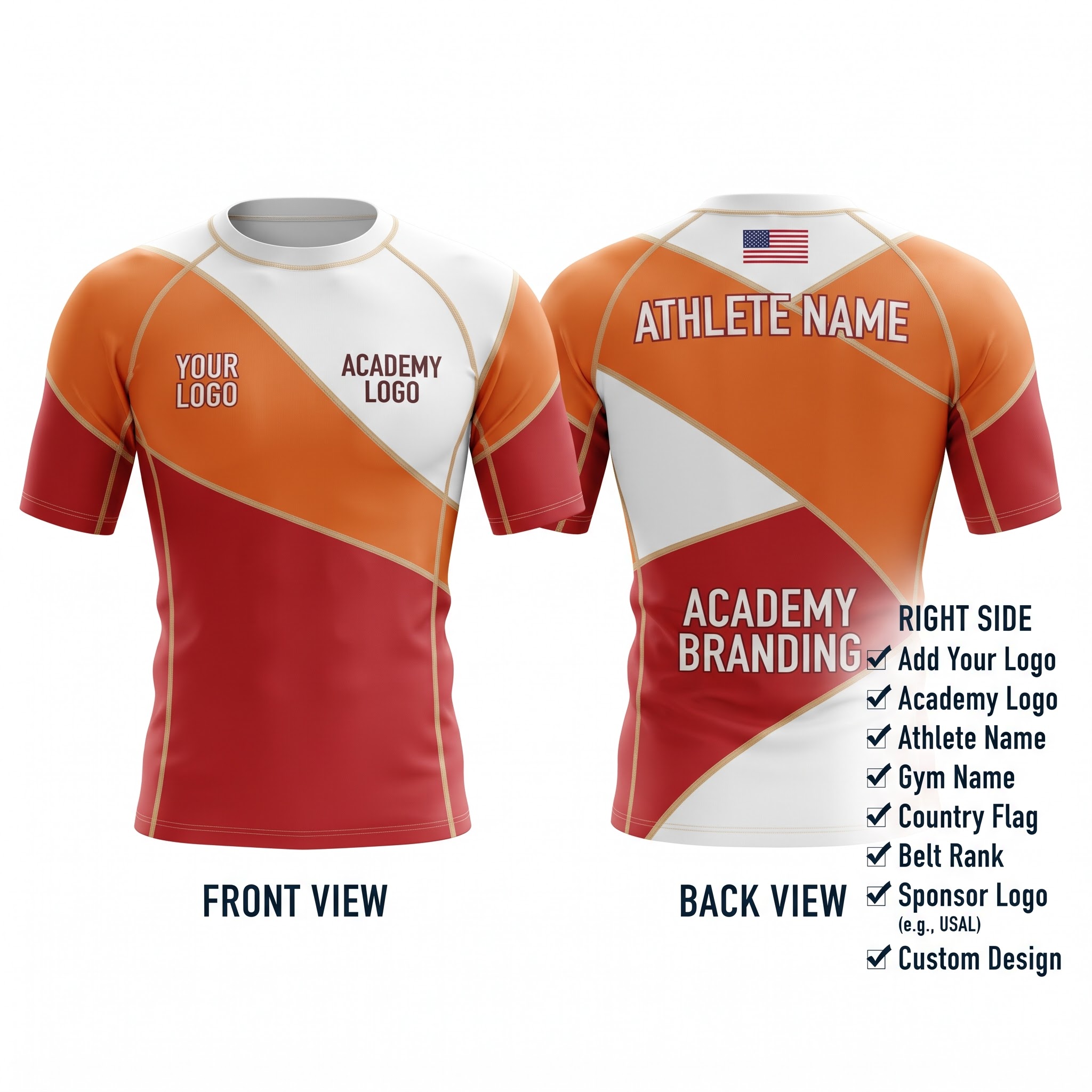 Custom BJJ Rash Guard Solar Fusion half sleeve front and back by EAZINEX Sportswear