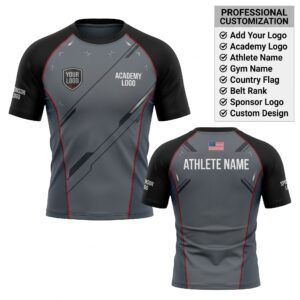 Custom BJJ Rash Guard Stealth Vector half sleeve front and back by EAZINEX Sportswear