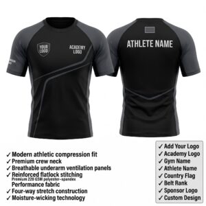Custom BJJ Rash Guard Stealth Warrior half sleeve front and back by EAZINEX Sportswear