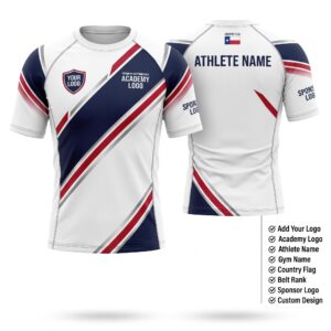 Custom BJJ Rash Guard Velocity Stripe X half sleeve front and back by EAZINEX Sportswear