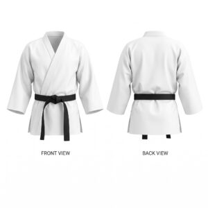 Custom Karate Gi white jacket with black belt front and back