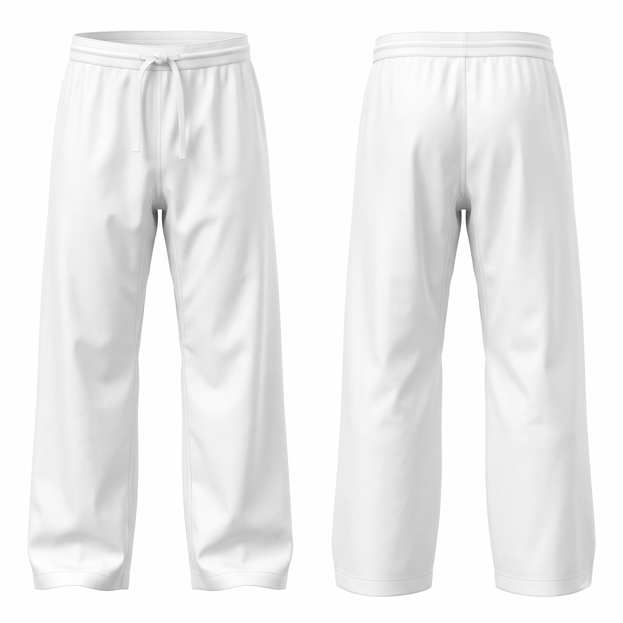 Custom Karate Gi pure white loose pants front and back