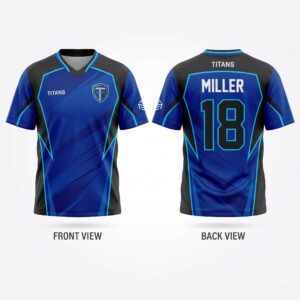 Custom Lacrosse Jersey Royal Blue front and back with team logo and player number