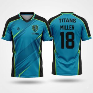 Custom Lacrosse Jersey Teal Blue front and back with team logo and player number