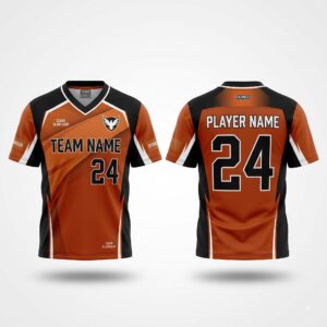 Custom Lacrosse Uniform Burnt Orange jersey front and back