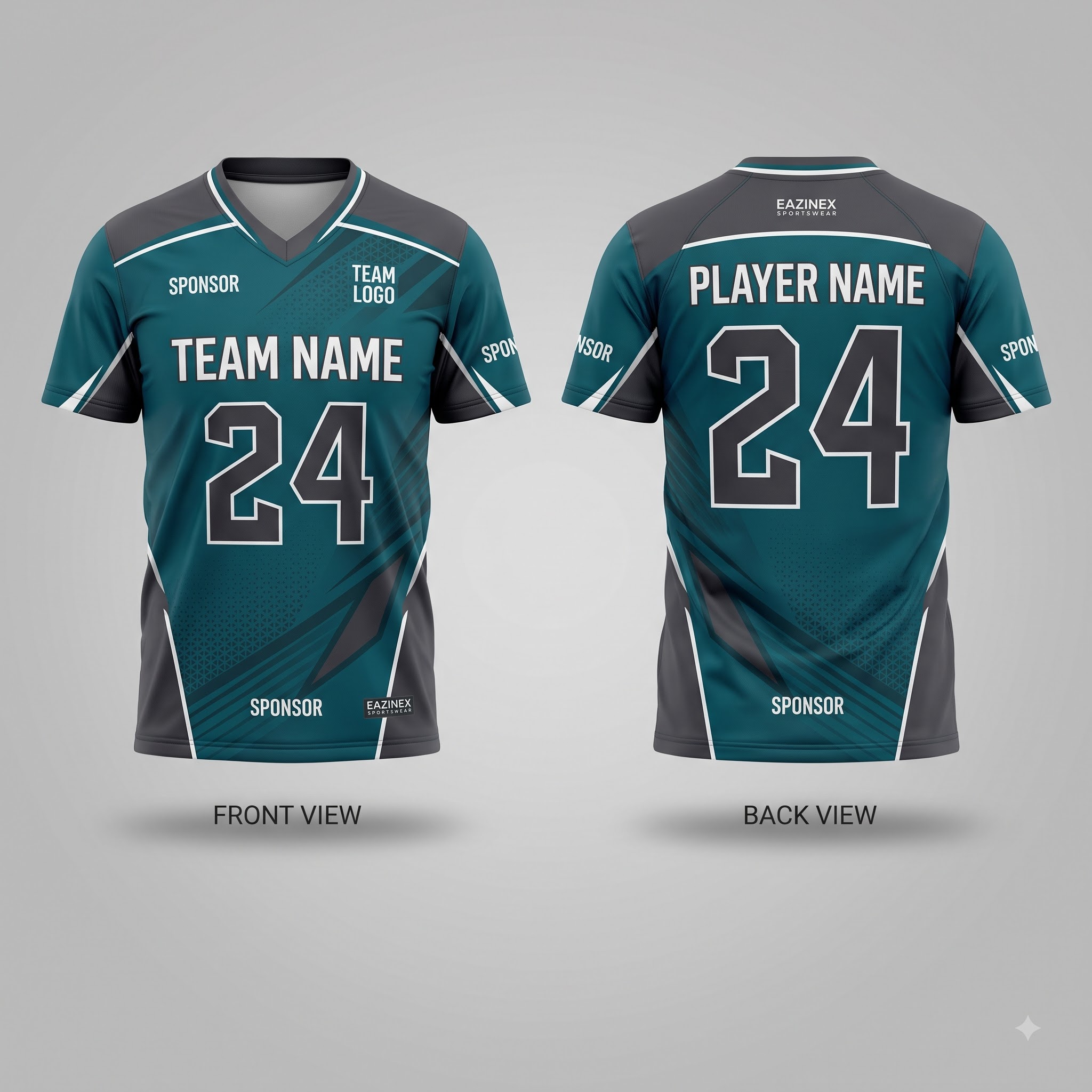 Custom Lacrosse Uniform Deep Teal jersey front and back